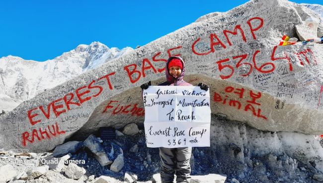 Grihita Sachin Vichare of Std III Climbs Mt. Everest Base Camp  | Schools in GB Road Thane