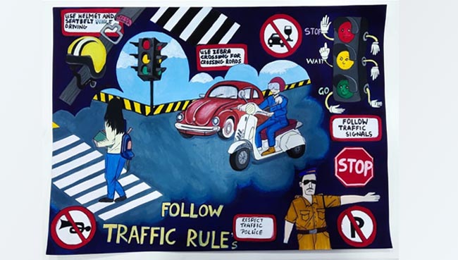 Road safety. | Poster drawing, Drawing competition, Art poster design